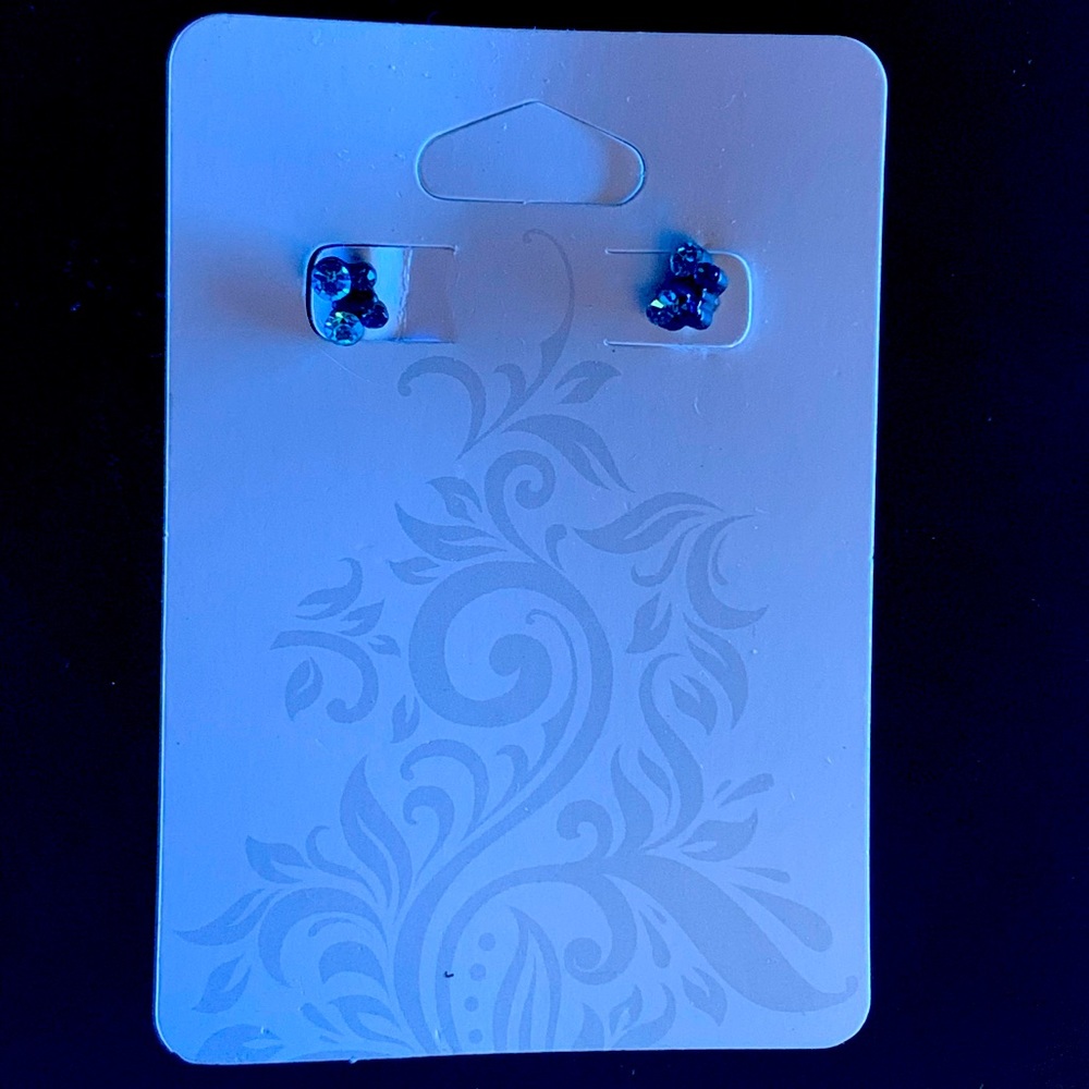 Blue gem butterfly earrings